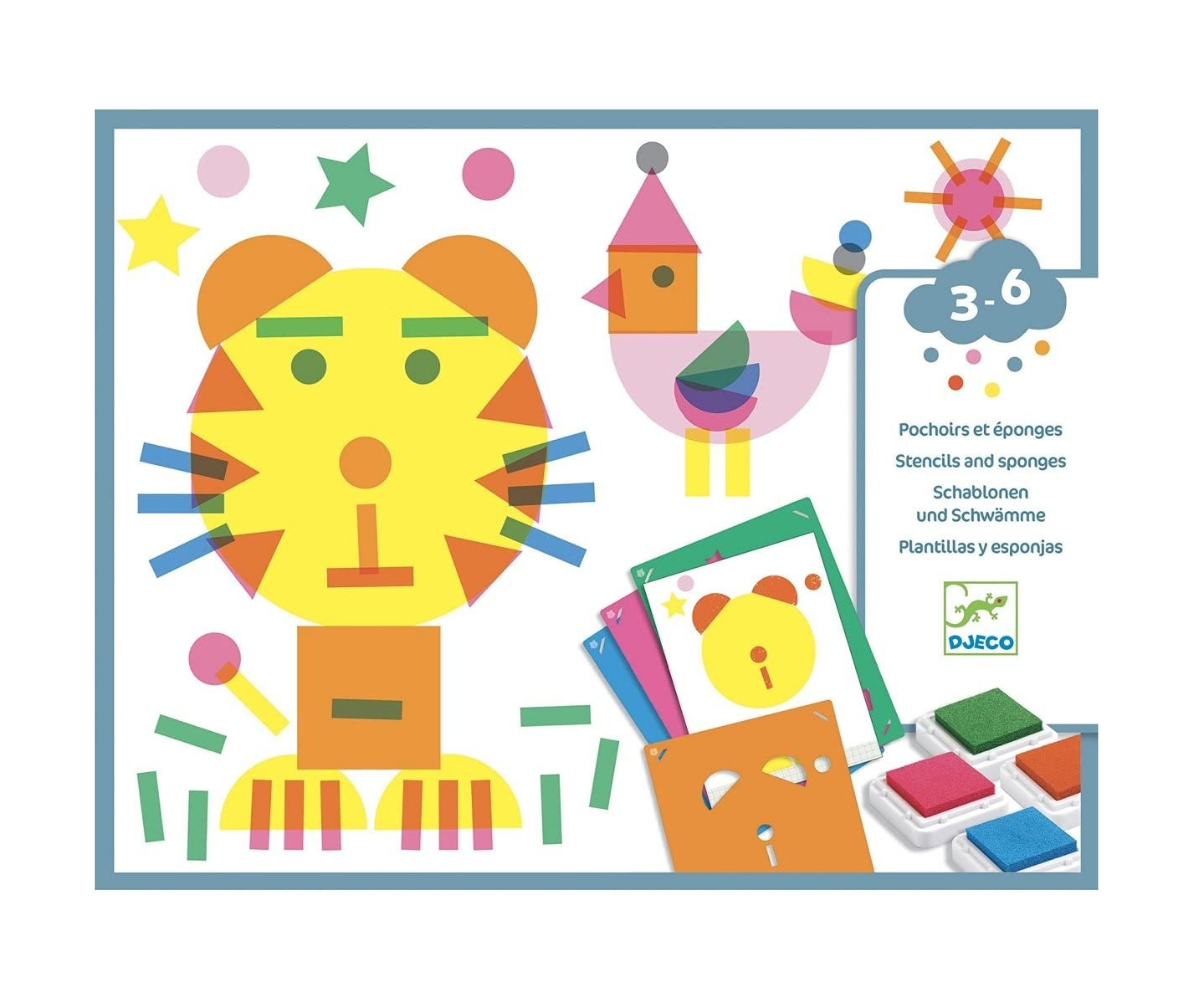 Djeco Golpecitos – Manualidad con plantillas y esponjas para niños 3 a 6 años
