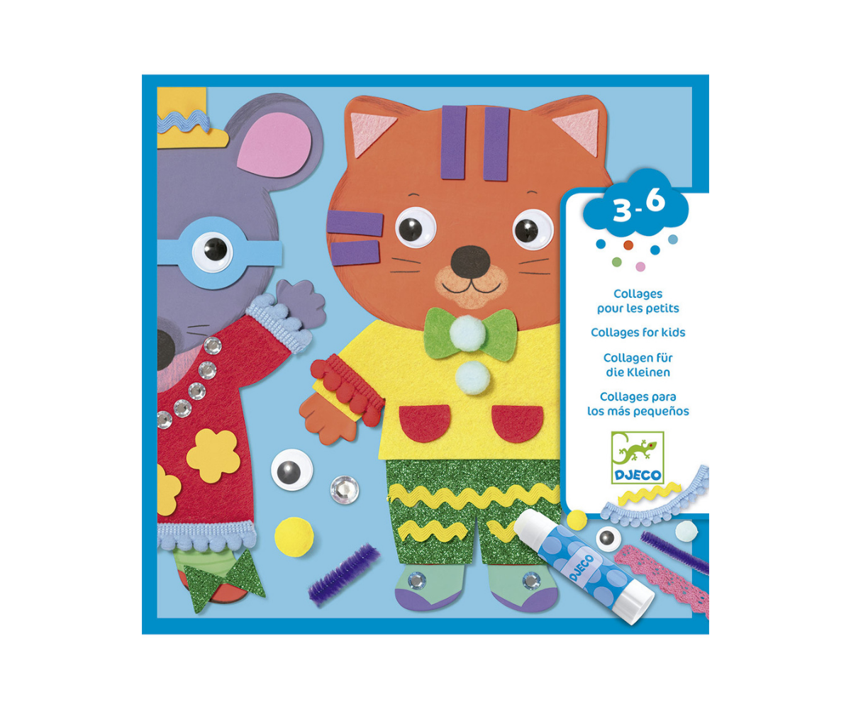 Djeco Collage Animales Divertidos – Manualidad creativa para niños 3 a 6 años