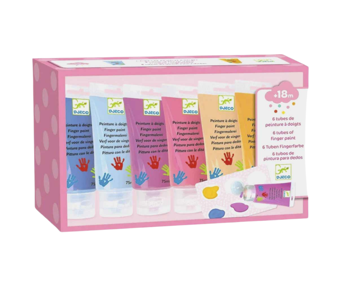 Set de pintura de dedos Djeco – 6 tubos lavables para bebés desde 18 meses