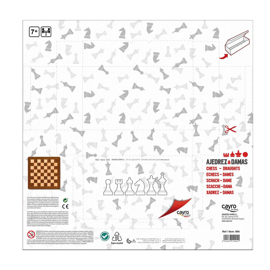 Ajedrez y Damas 2 en 1 – Juego de Mesa Clásico de Cayro
