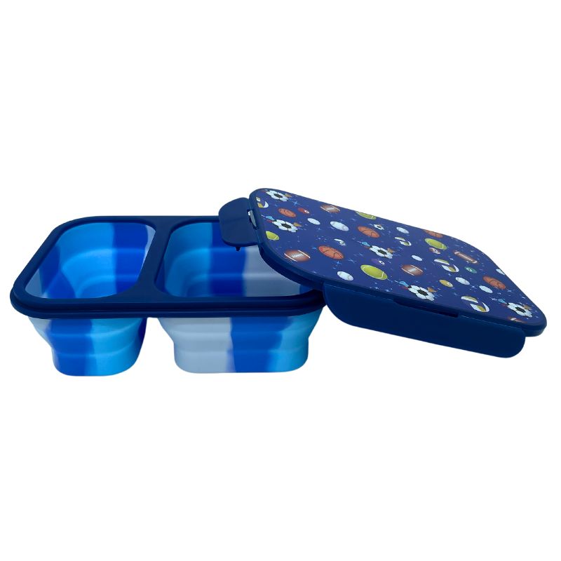 Tupper Plegable Infantil – 2 Compartimentos con Tapa de Deportes