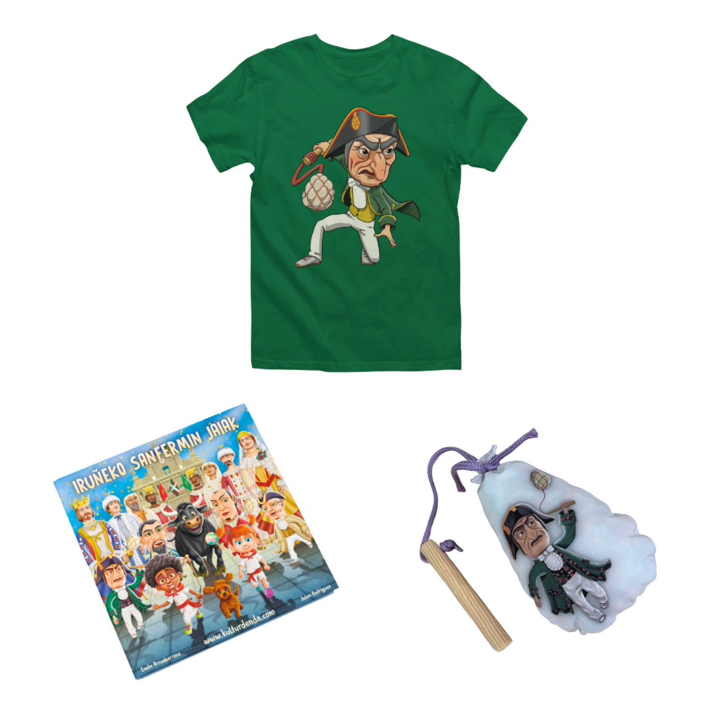 Pack Camiseta Cara Vinagre + Maskuria + Libro "Iruñeko Sanfermin Jaiak" (Euskera)