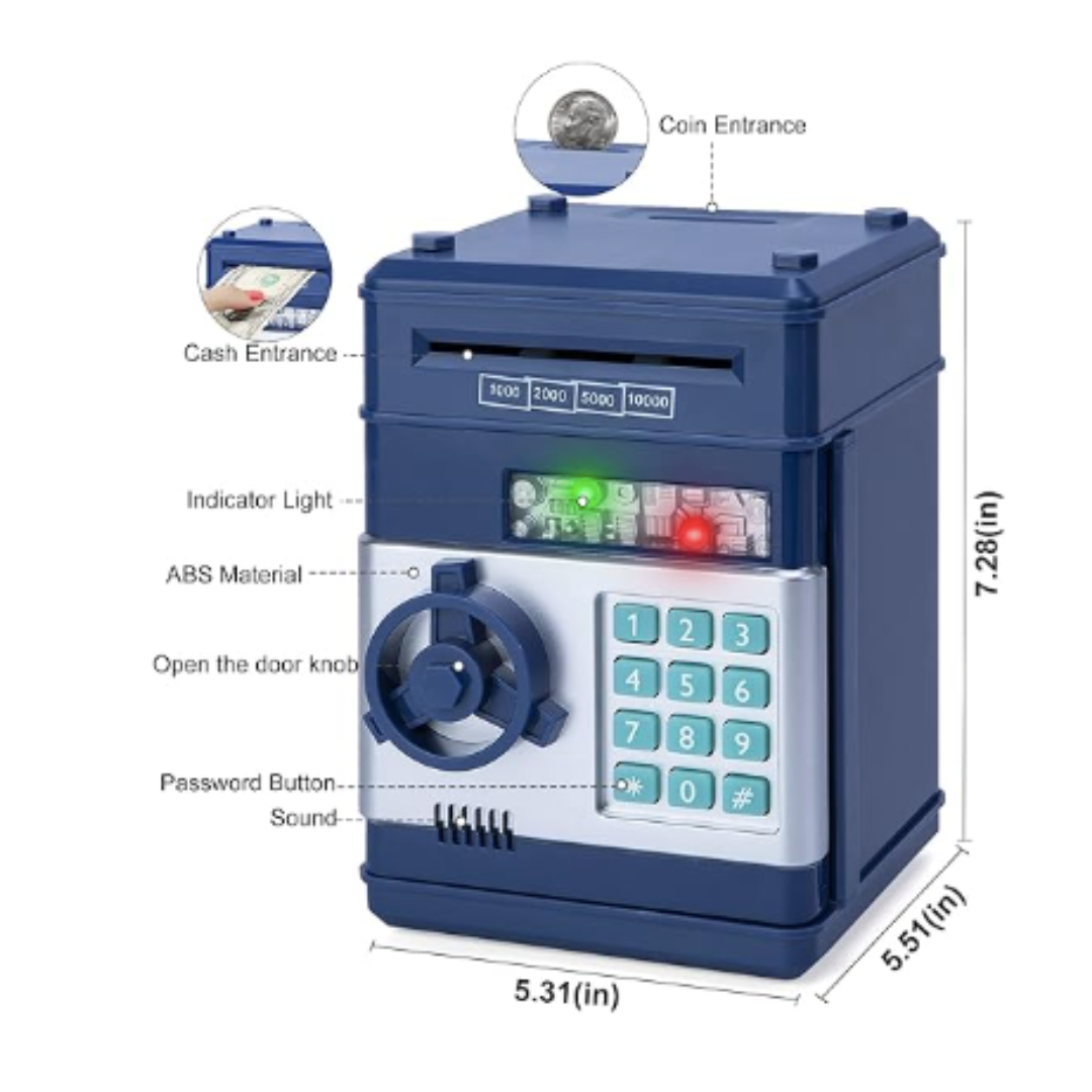 Hucha Electrónica Azul con Contraseña – Caja Fuerte Infantil