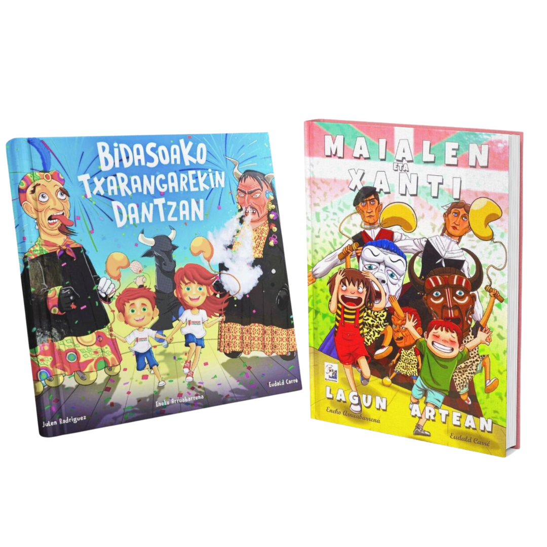 Pack 2 Libros "Maialen eta Xanti lagun artean" y "Bidasoako txarangarekin dantzan" (Euskera)