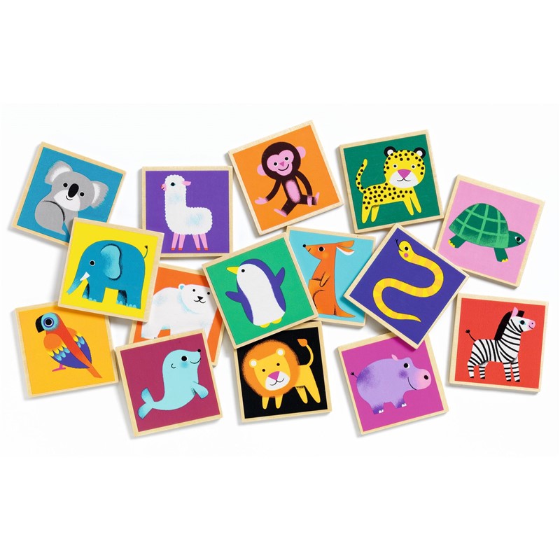 Juego educativo Memo Wood FSC – Juego de memoria de animales
