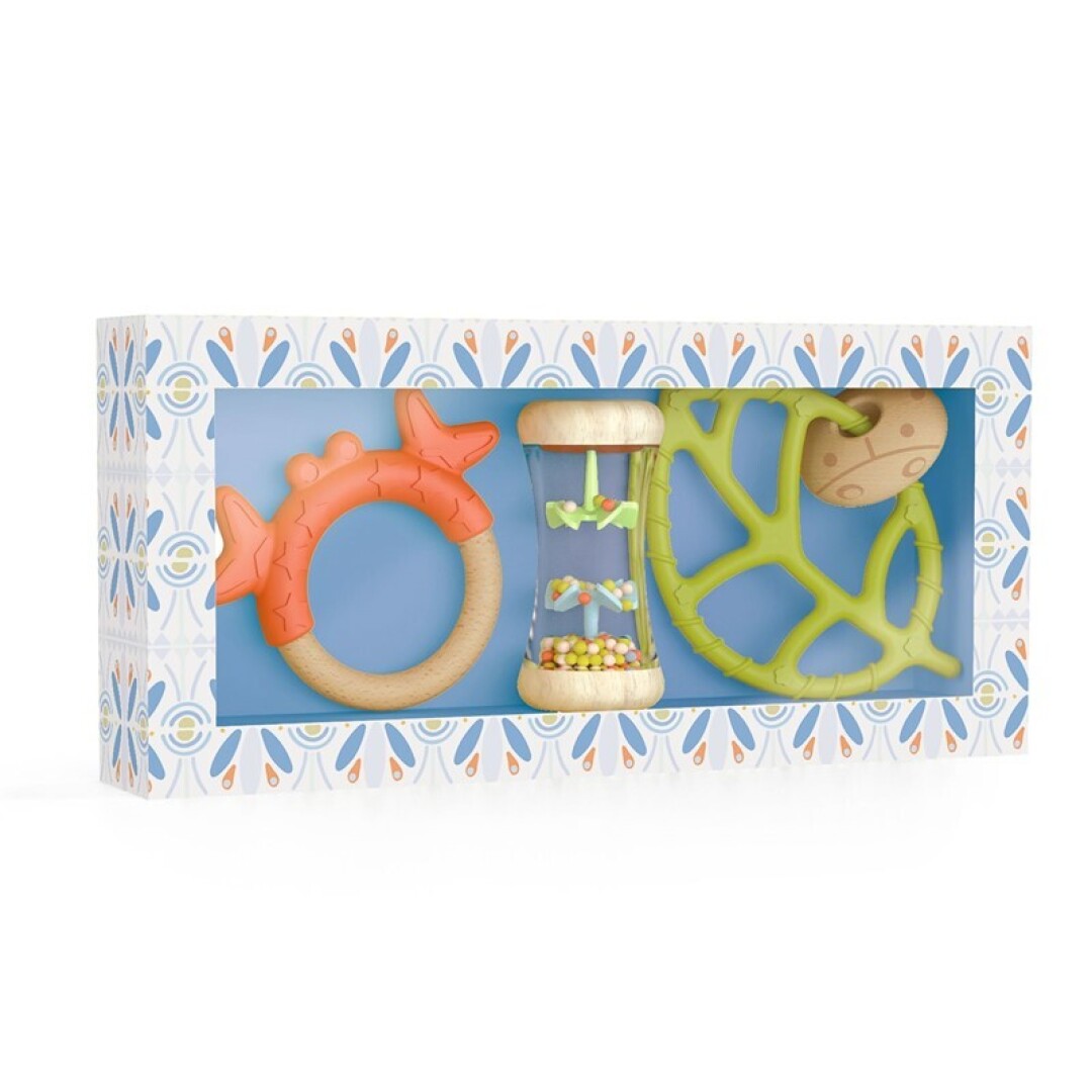 BabySet blanco – Set de mordedores y sonajero para bebé – Kulturdenda