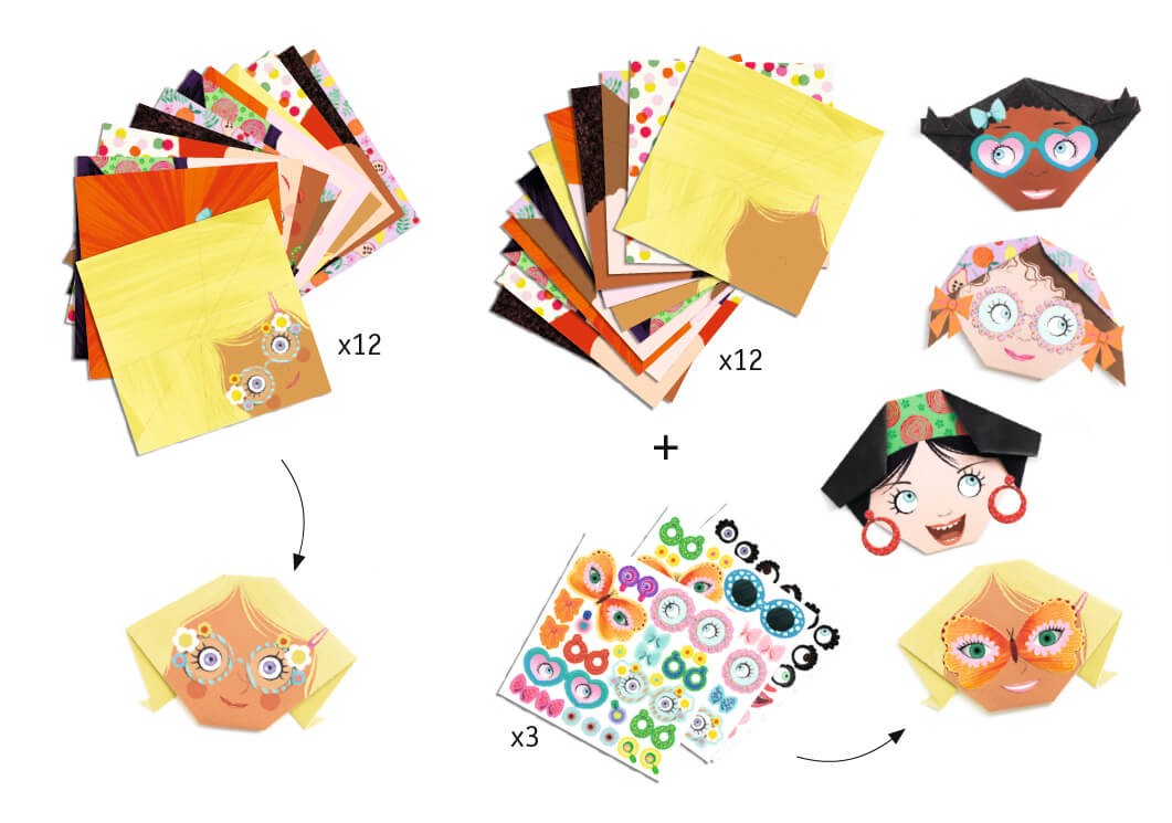 Papiroflexia Origami Caritas – Kit creativo infantil