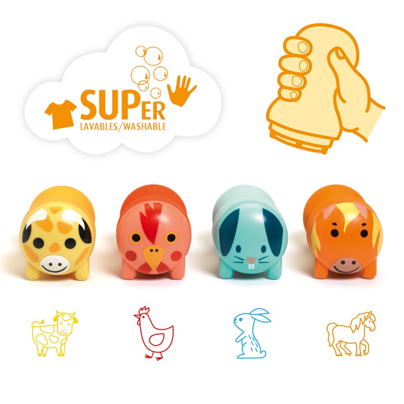 Sellos para niños Animales de la granja – Set creativo infantil