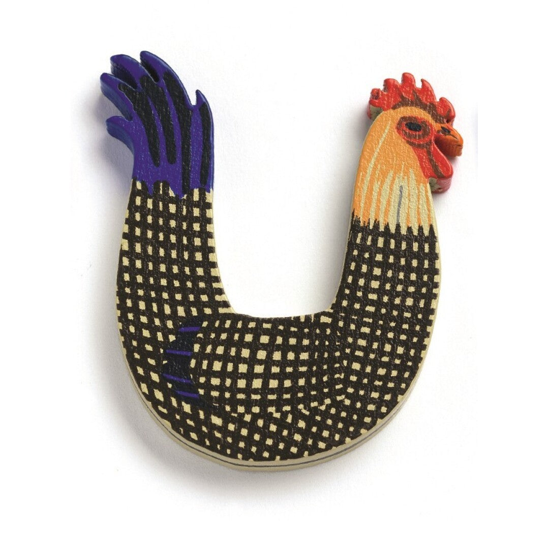 Letra Decorativa Infantil de Madera Animal U – Gallo