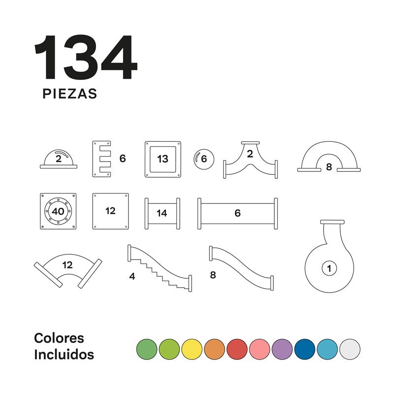 Imanix Tobogán – Circuito magnético de bolas (134 piezas)