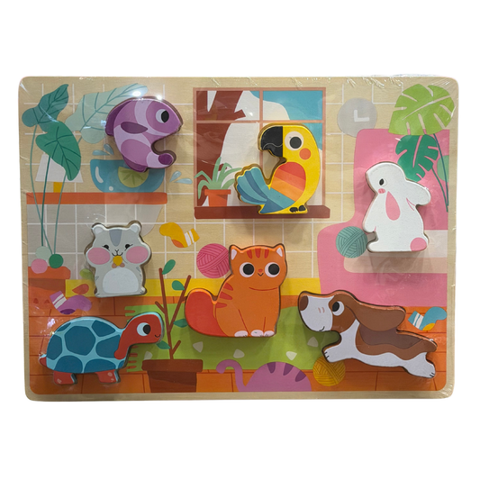 Puzzle infantil de madera con animales 3D – 7 piezas (J)