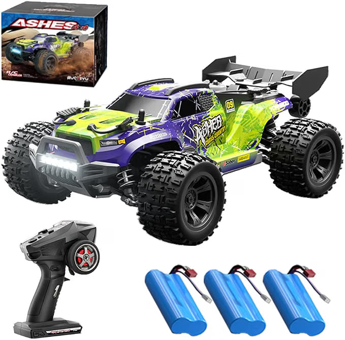Contenido del pack: coche, mando, baterias y caja