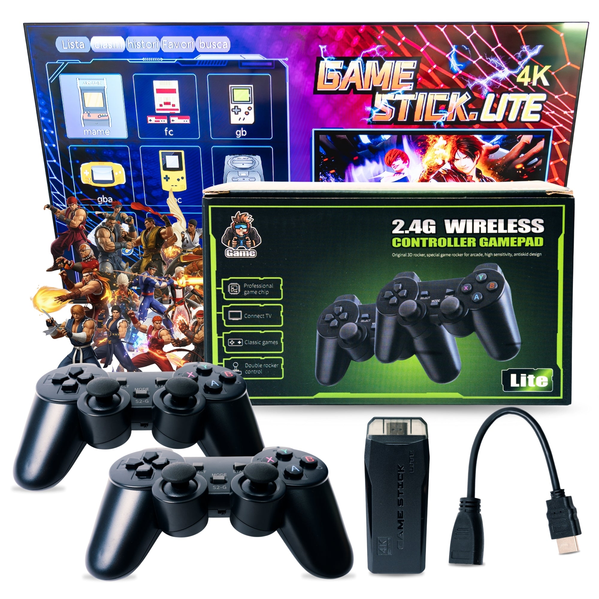 Consola Nostalgic™️ 4K 64g (+20.000 juegos +9 emuladores) + 2 mandos