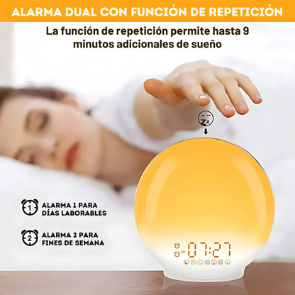 Lámpara Despertador con Luz Natural y Alarma Gradual – Luz Ambiental Multicolor