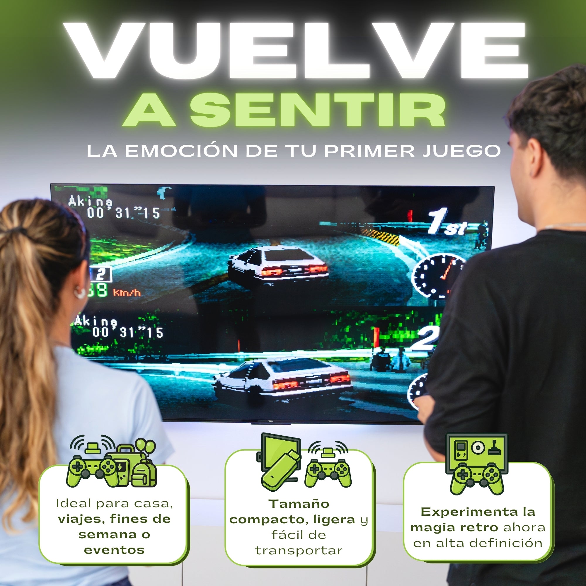 Consola Nostalgic™️ 4K 64g (+20.000 juegos +9 emuladores) + 2 mandos
