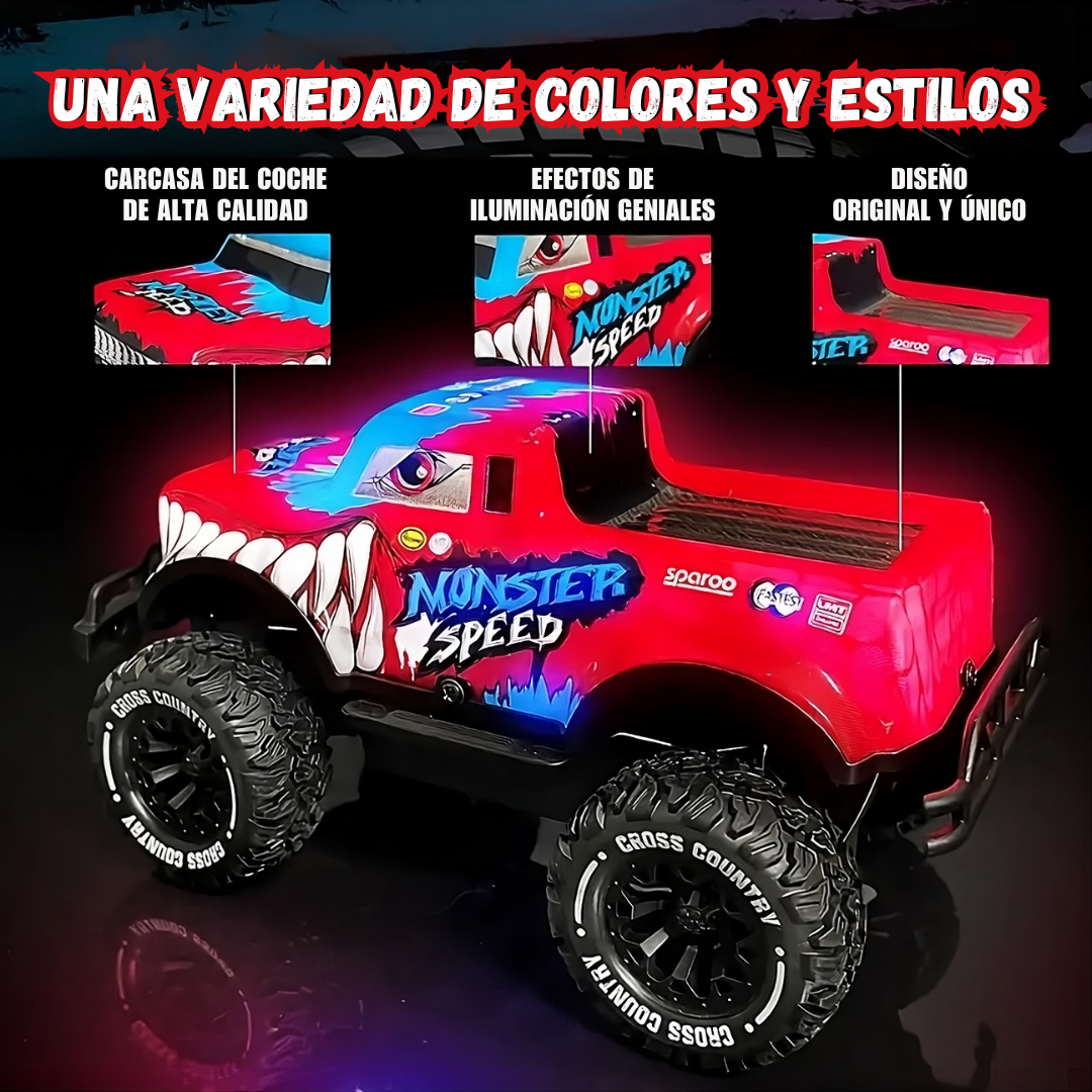 Coche Teledirigido - Monster Speed Rojo / Azul