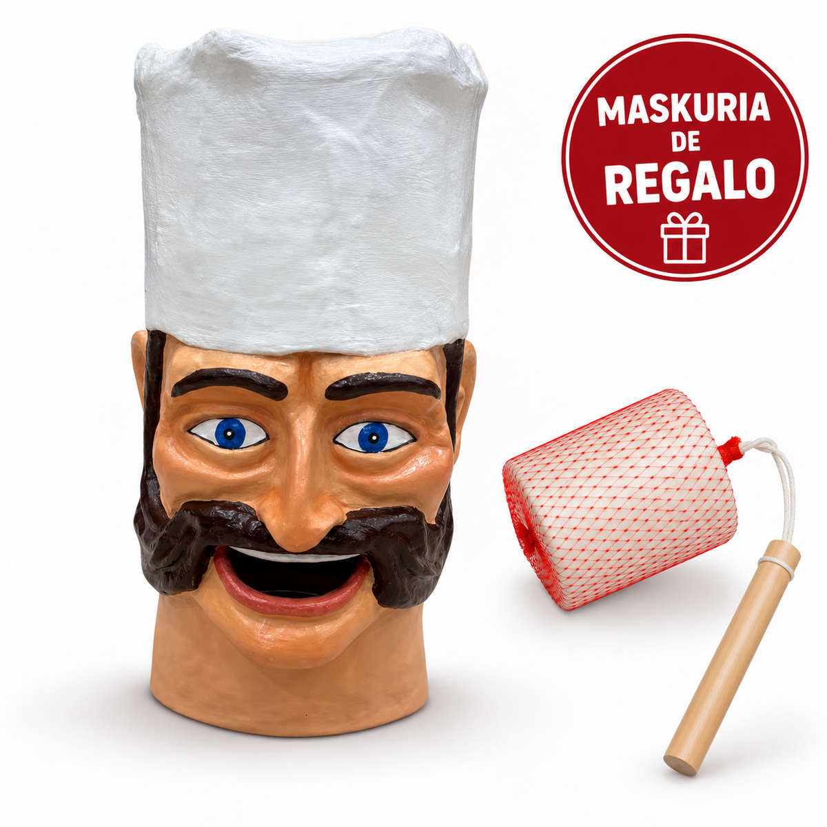 Cabezudo Cocinero – Figura Artesanal Hecha a Mano | Gigantes y Cabezudos