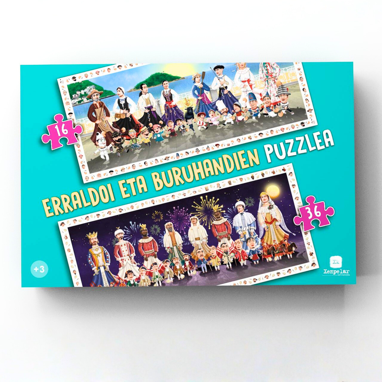 Erraldoi Eta Buruhandien Puzzlea | 2x1 (16 y 36 piezas) Puzzle Gigantes y Cabezudos