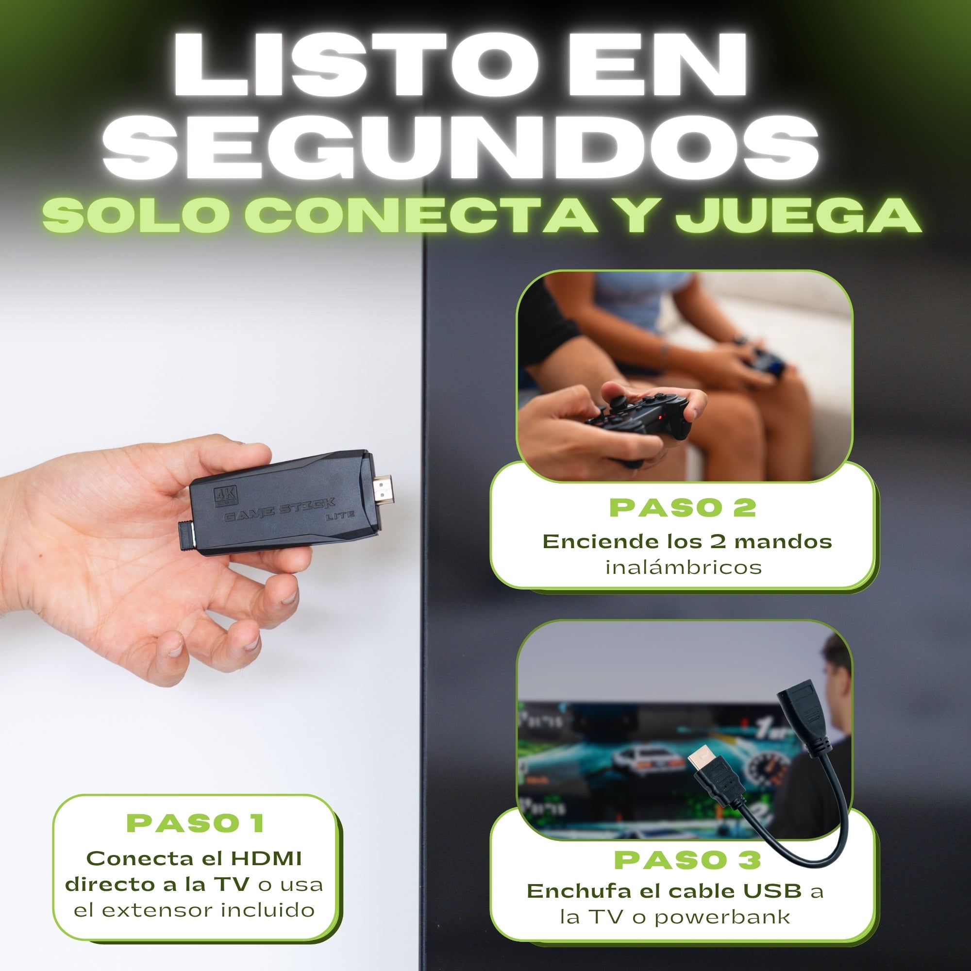 Consola Nostalgic™️ 4K 64g (+20.000 juegos +9 emuladores) + 2 mandos