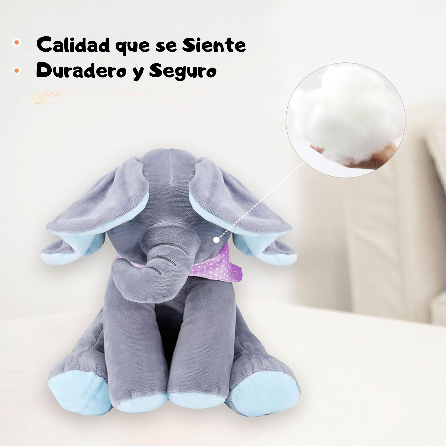 Peluche interactivo de elefante con orejas móviles