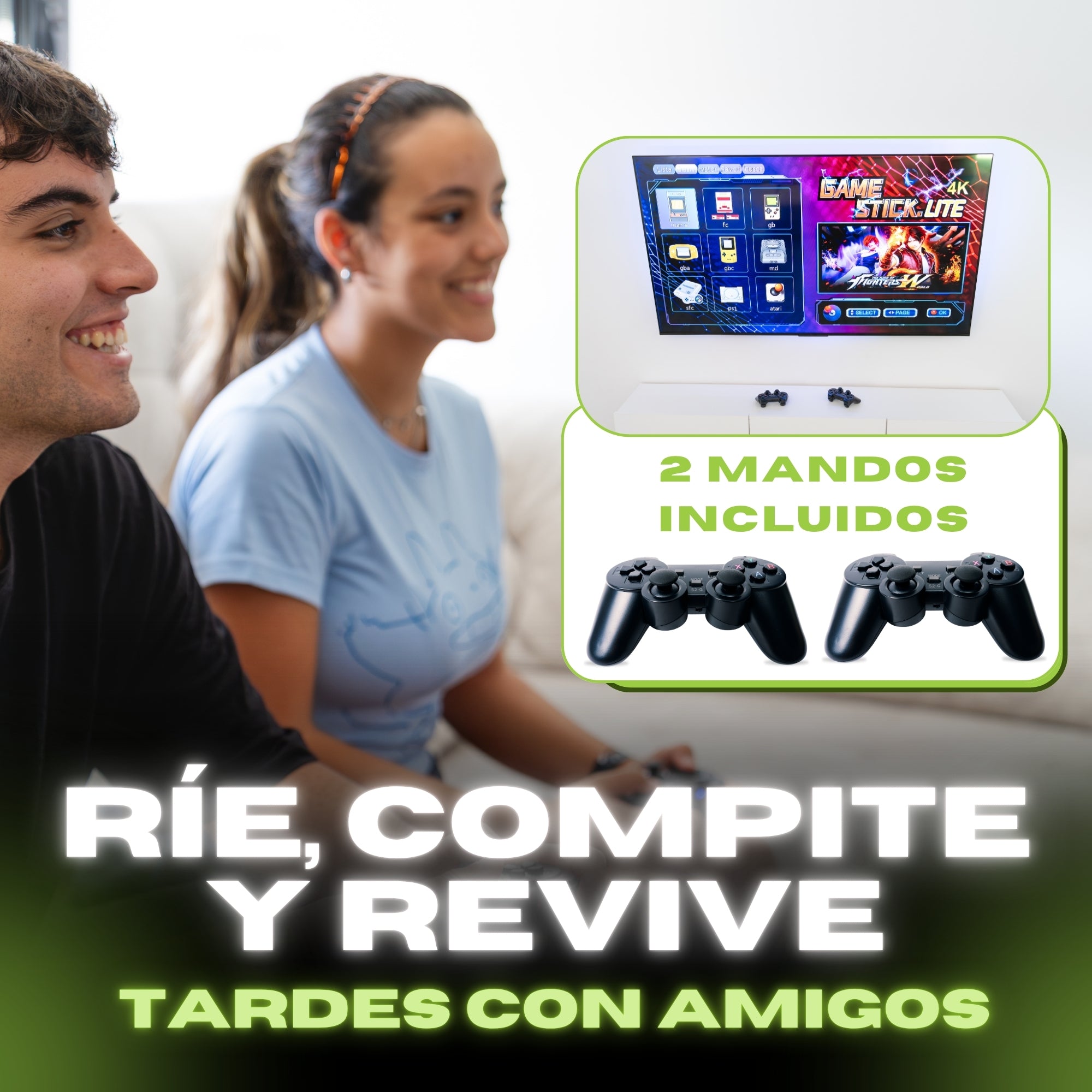 Consola Nostalgic™️ 4K 64g (+20.000 juegos +9 emuladores) + 2 mandos