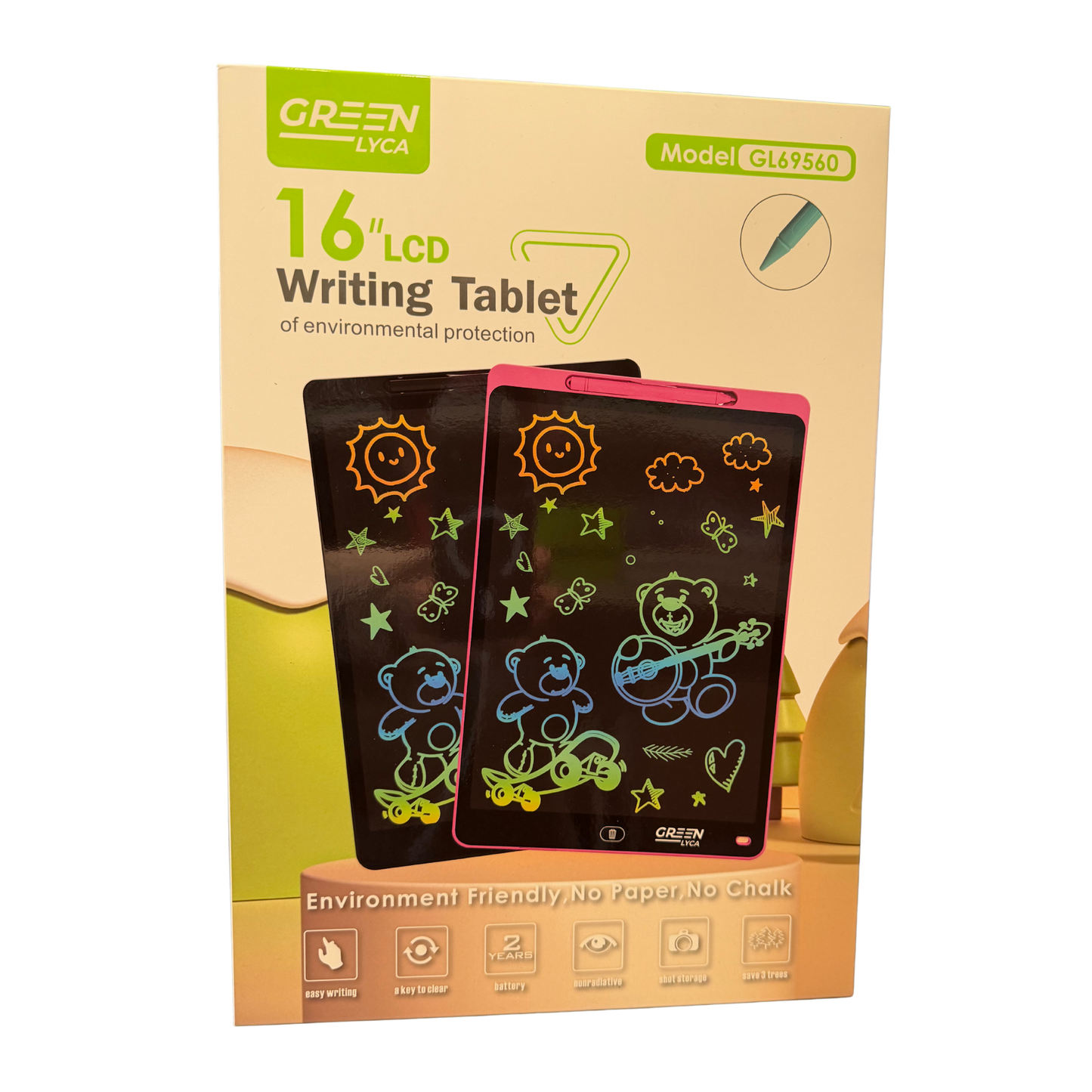 Tablet de escritura LCD 16” Green Lyca reutilizable (B)