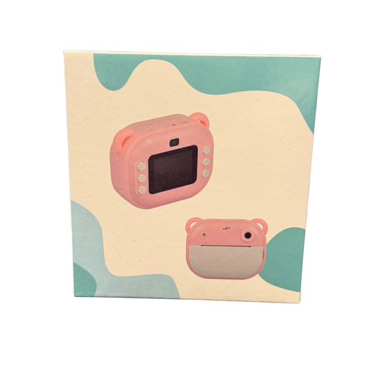 Cámara Infantil con Forma de Osito Rosa – Con Pantalla y Impresora (B)