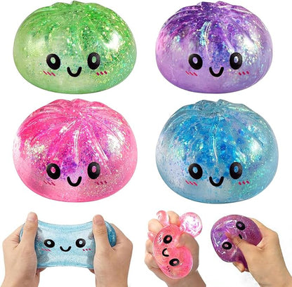 Squishy Dumpling con Purpurina Antiestrés — Juguete Sensorial Blando (Color Aleatorio)