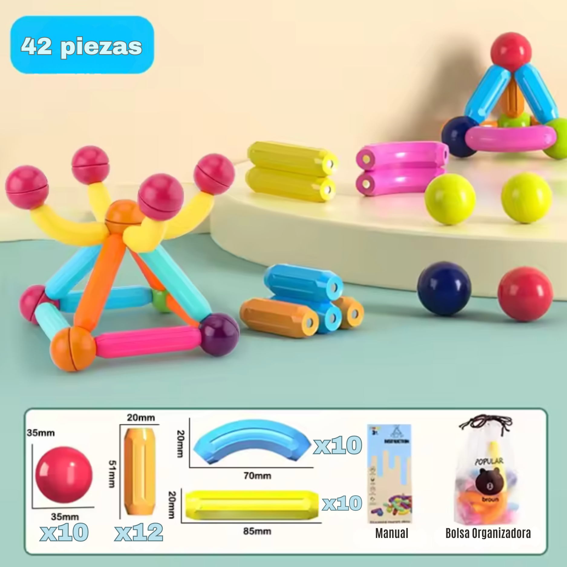 Juego educativo bloque de construcciónes magnéticas