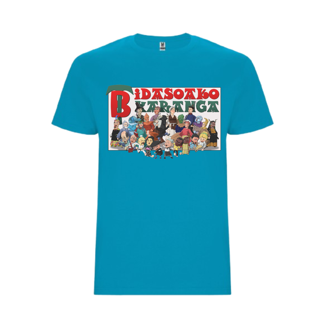 Pack Bidasoako txarangarekin dantzan – Camiseta + Maskuria + Libro "Bidasoako txarangarekin dantzan" (Euskera)