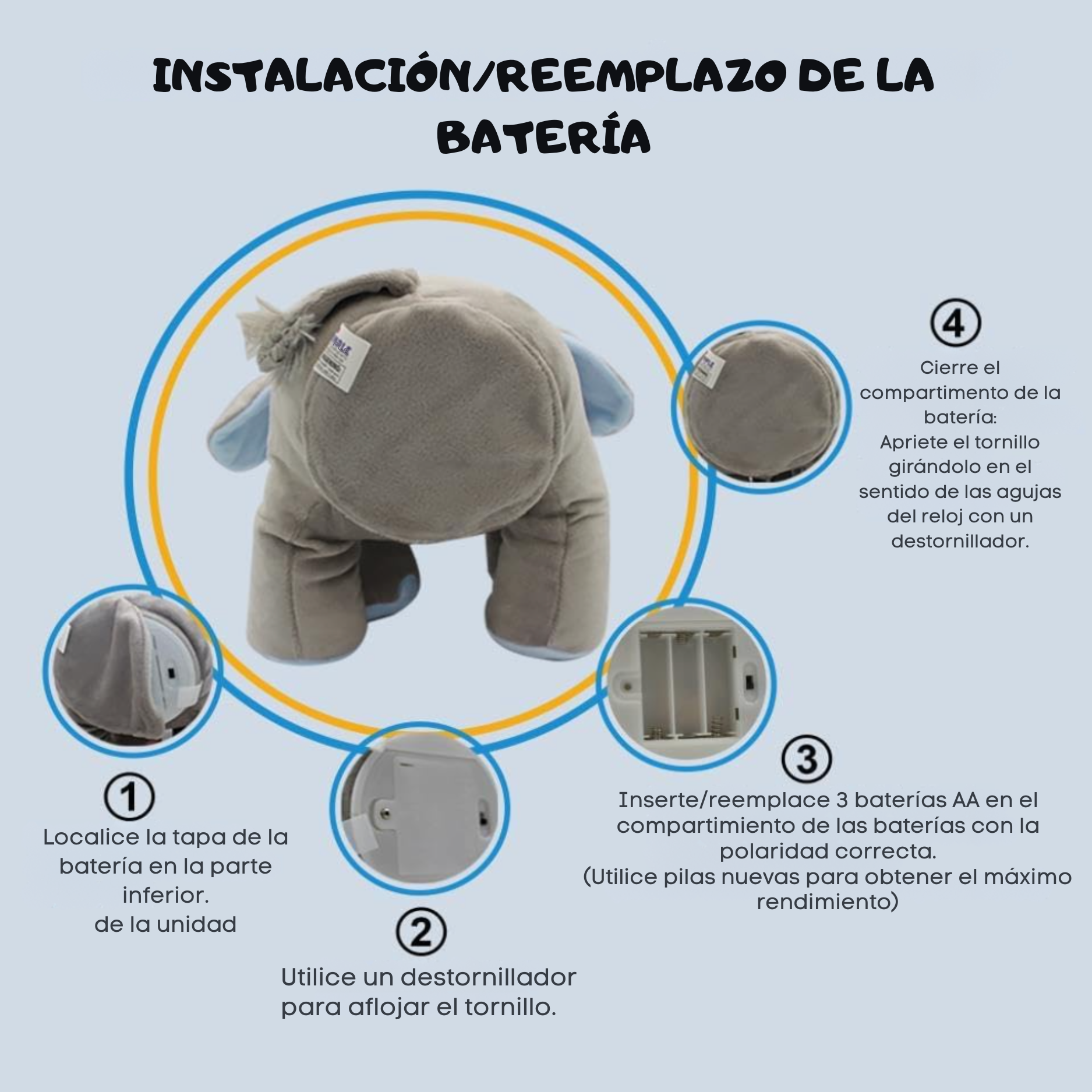 Peluche interactivo de elefante con orejas móviles