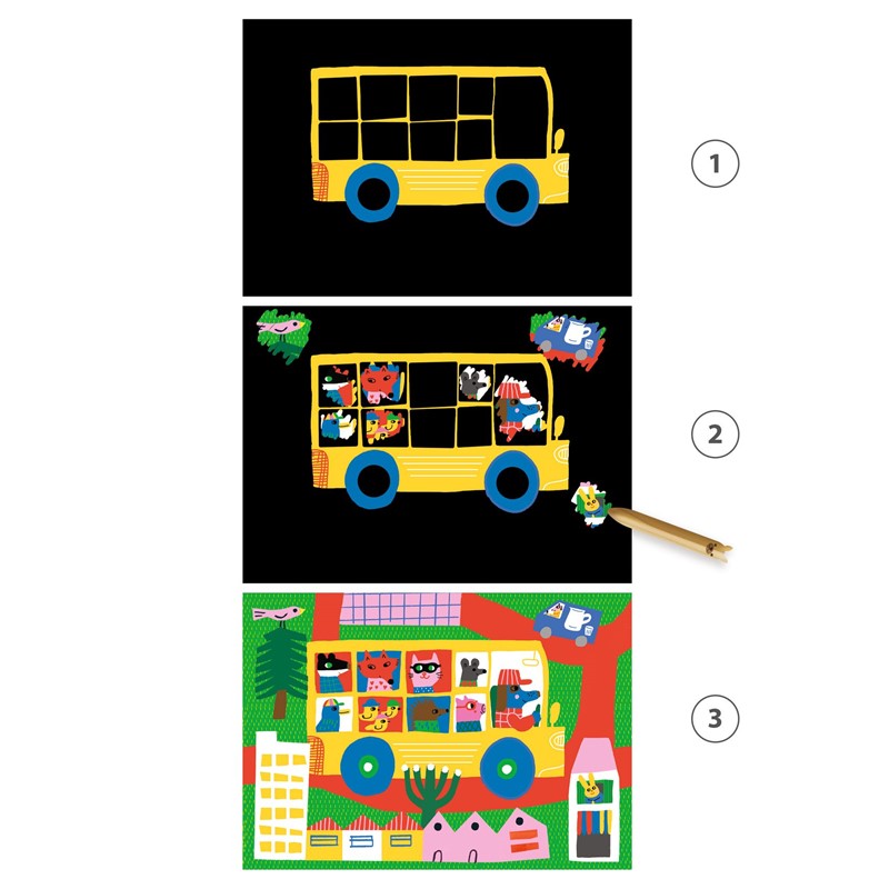 Cuadros para rascar Vehículos para descubrir – Actividad creativa infantil – Kulturdenda