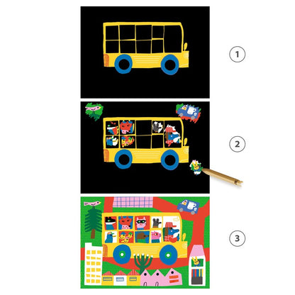 Cuadros para rascar Vehículos para descubrir – Actividad creativa infantil – Kulturdenda
