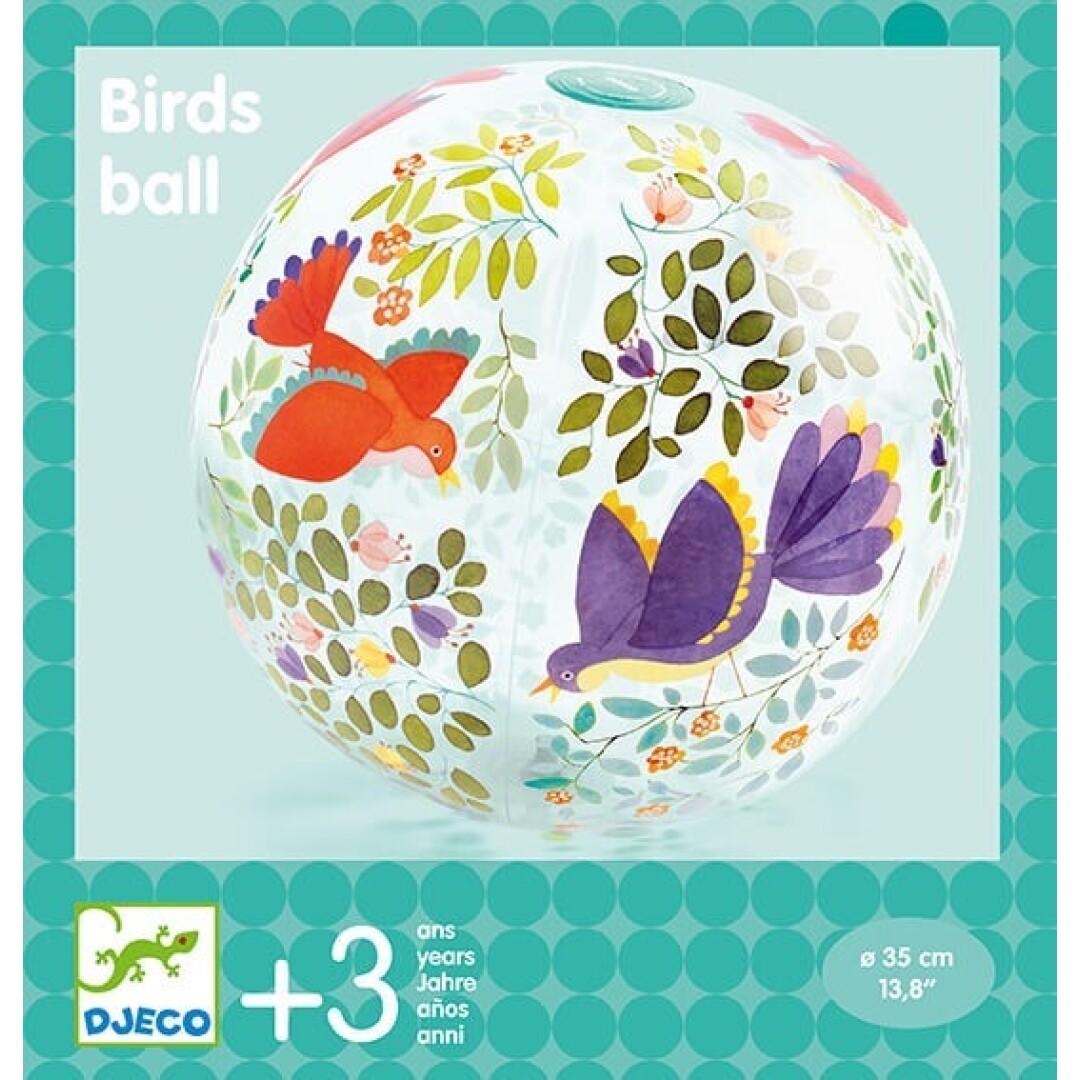 Pelota hinchable Birds Ø 35 cm – Pelota infantil de pájaros – Kulturdenda