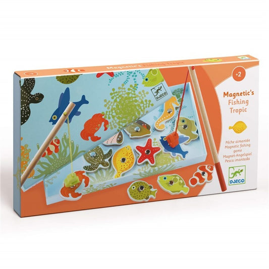 Pesca tropical magnética de madera – Juego infantil de pesca