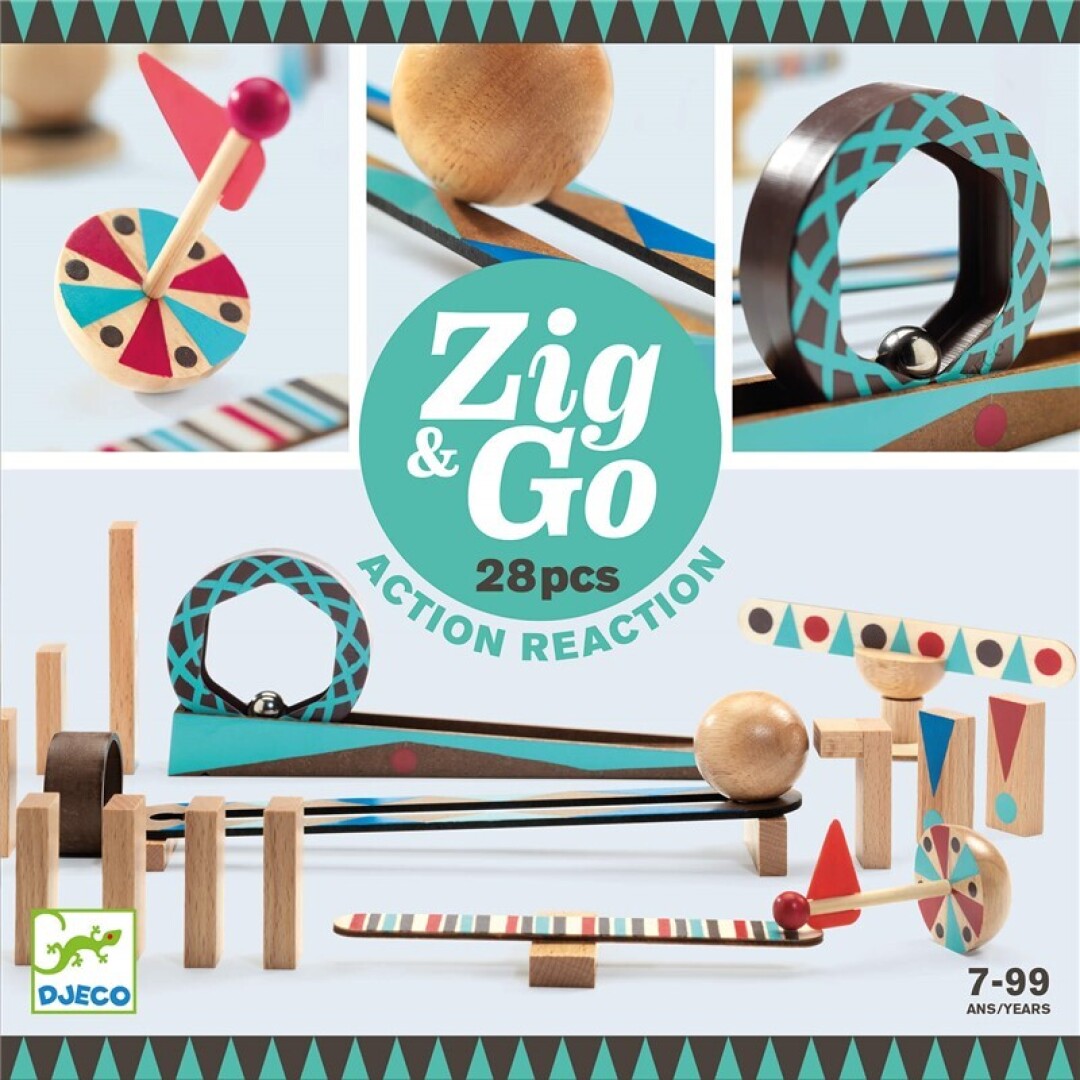 Zig & Go Roll 28 piezas – Juego de construcción de reacción en cadena – Kulturdenda