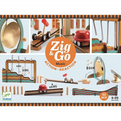 Zig & Go Music 52 piezas – Juego de construcción de reacción en cadena – Kulturdenda