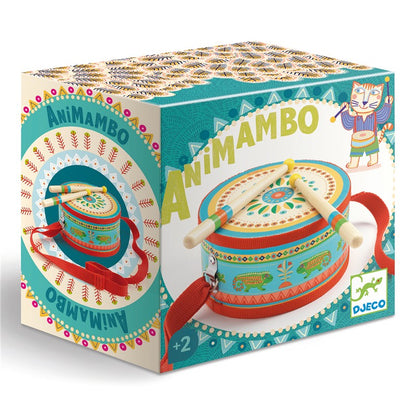 Animambo – Tambor infantil con baquetas y correa