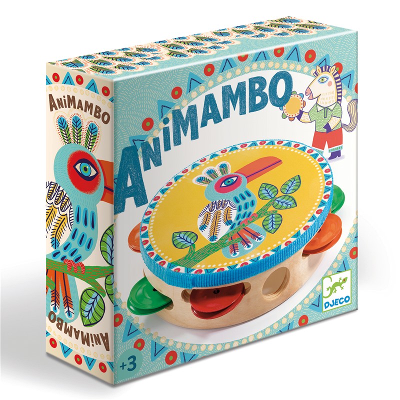 Animambo – Pandereta infantil de madera con platillos