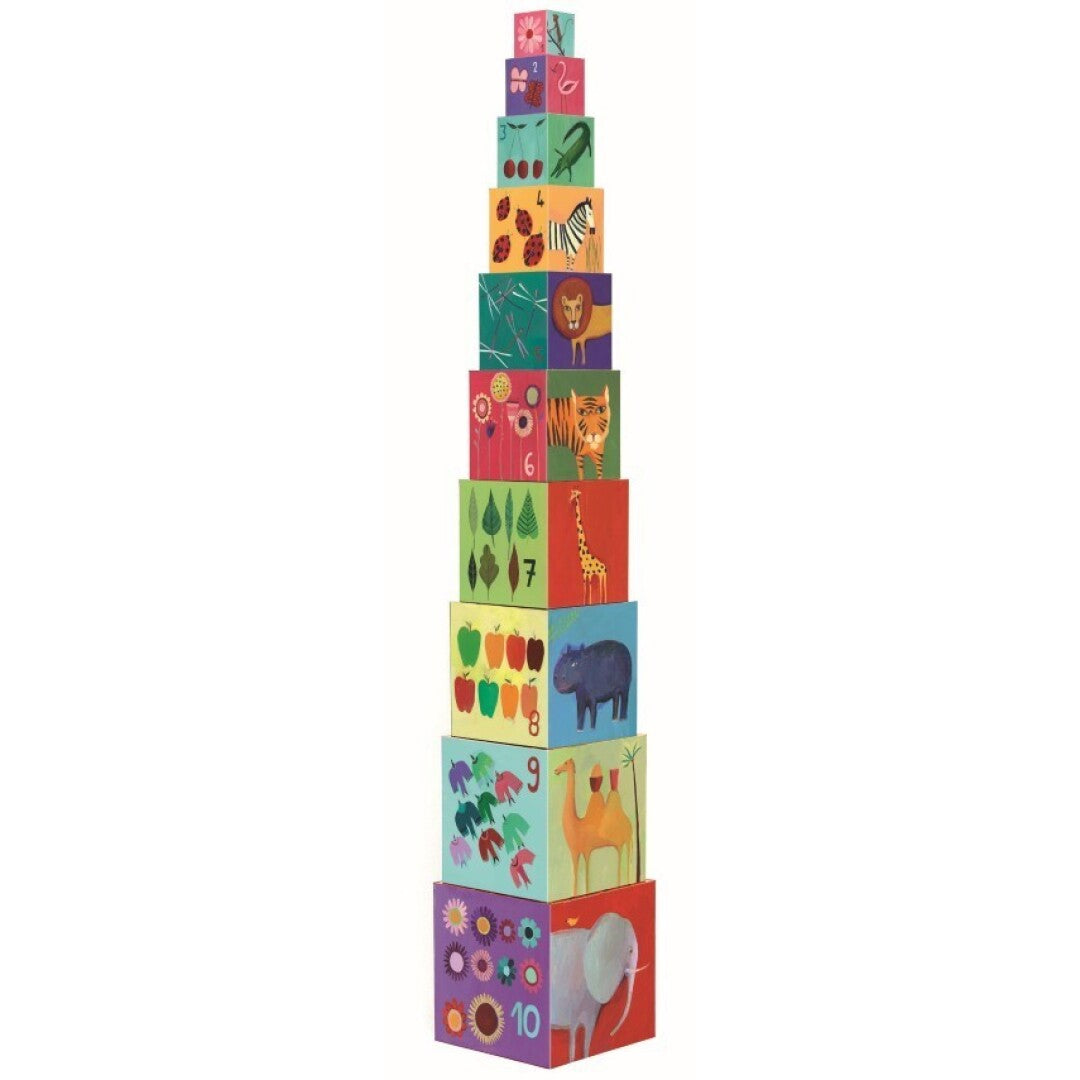 Cubos Natura y Animales – Set de 10 cubos apilables para primera edad
