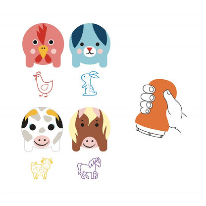 Sellos para niños Animales de la granja – Set creativo infantil