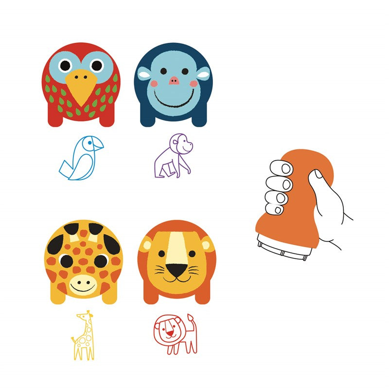 Sellos para niños Animales de la sabana – Set creativo infantil