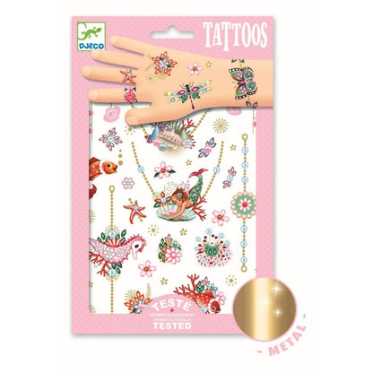 Tatuajes infantiles Las joyas de Fiona – Pegatinas temporales con detalles metalizados