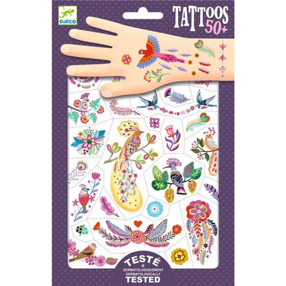 Tatuajes Temporales Pájaros Brillantes para Niños – Pack Creativo Metalizado
