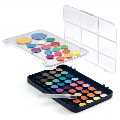 Paleta de artista 50 colores – Témperas infantiles con pincel