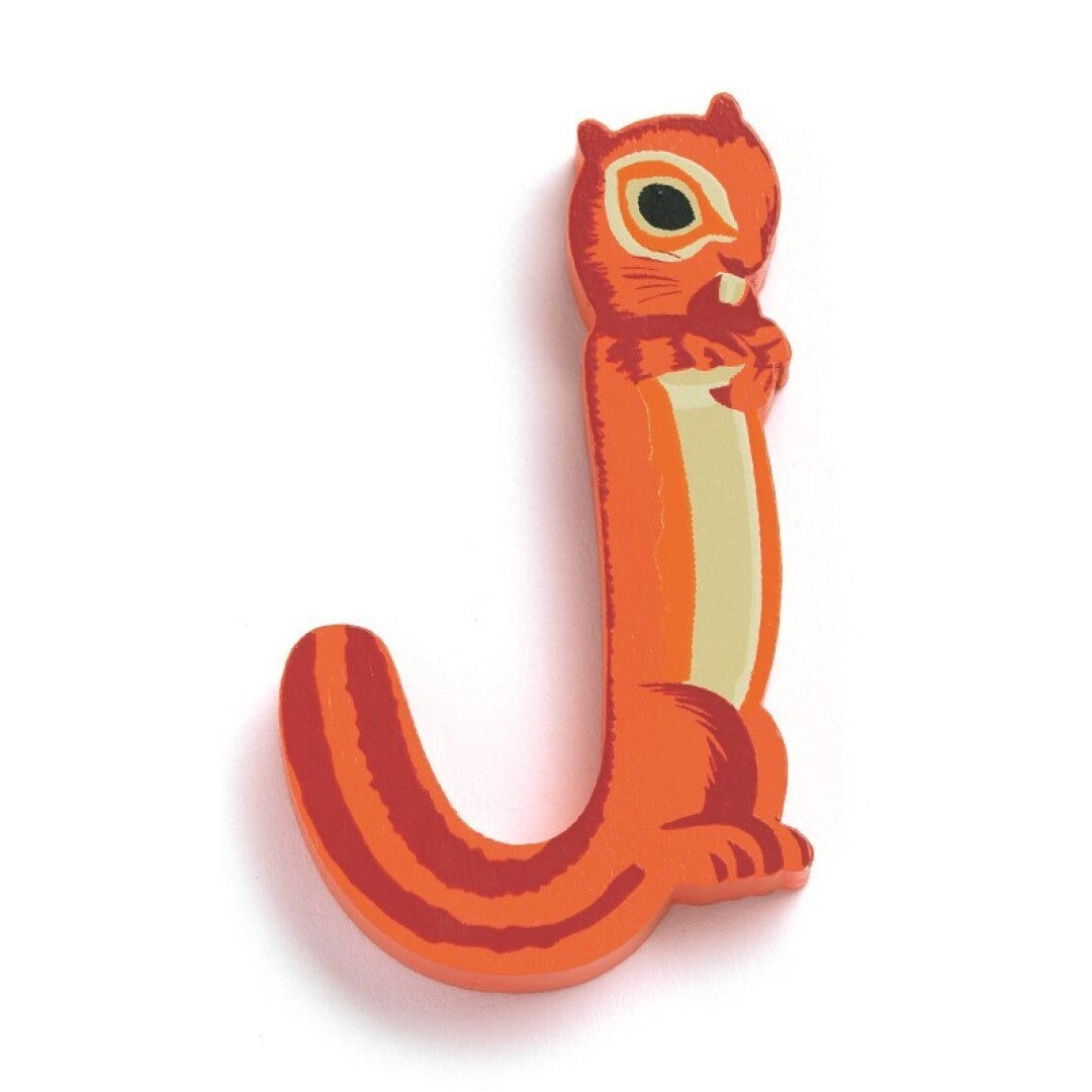 Letra Decorativa Infantil de Madera Animal J – Ardilla