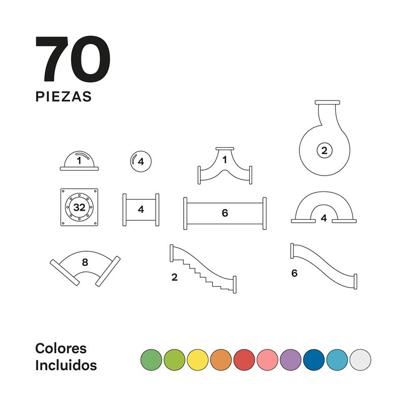 Imanix Tobogán – Circuito magnético de bolas (70 piezas)