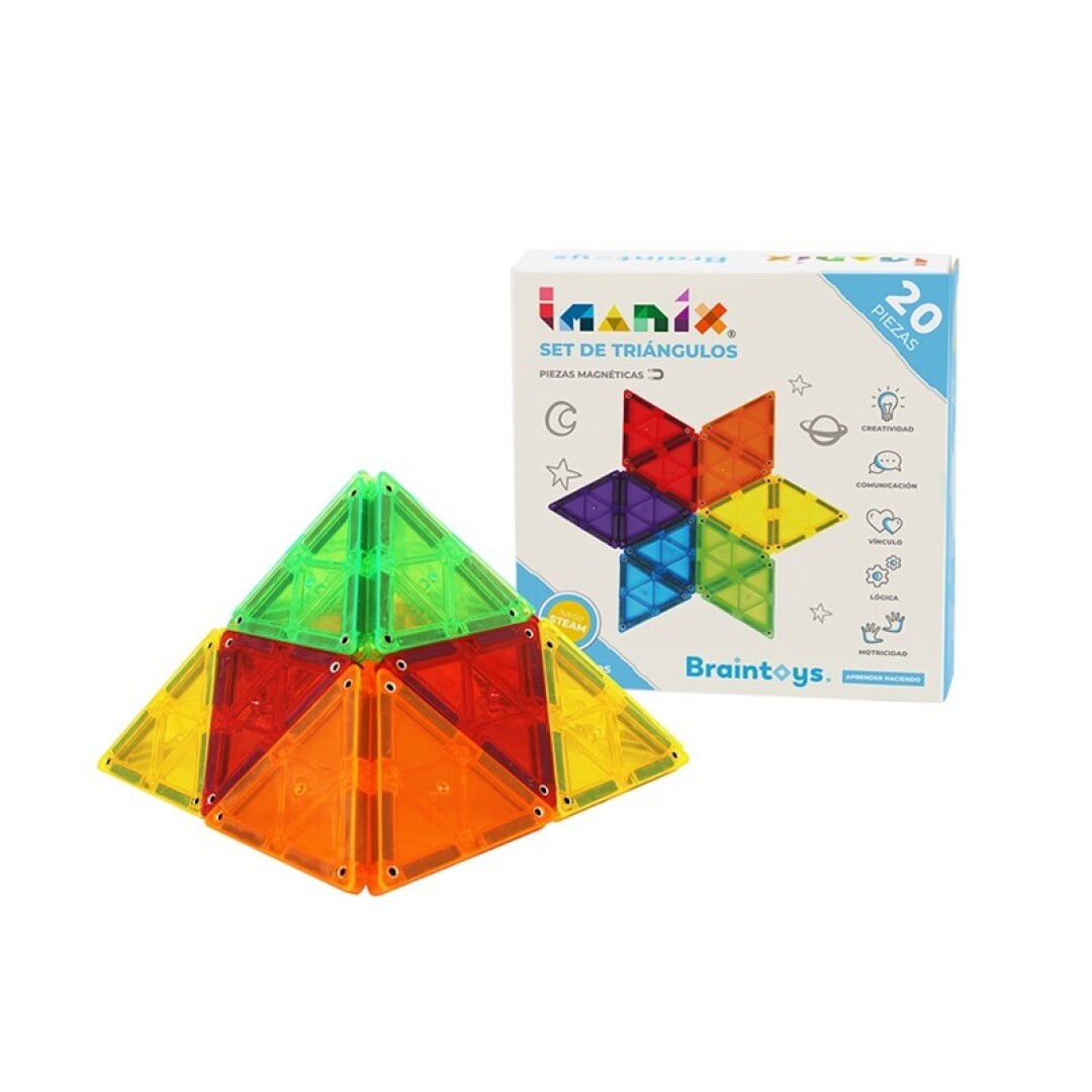 Imanix – Set de triángulos magnéticos para construcción (20 piezas)