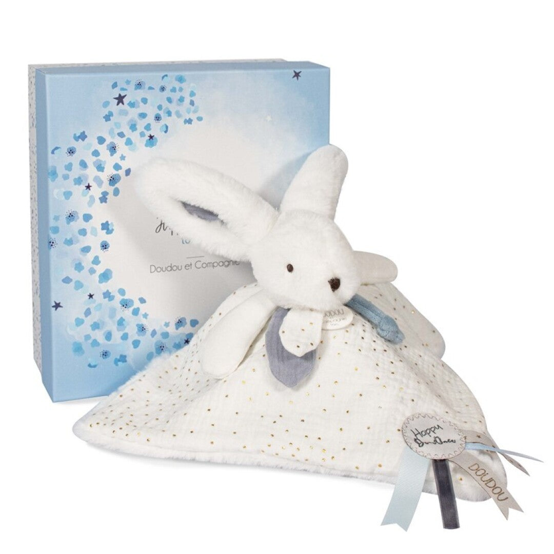 Doudou conejito Happy Glossy – Doudou plano en caja de regalo – Kulturdenda