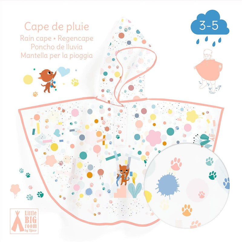 Poncho de lluvia infantil gato – Talla XS (90-110 cm)